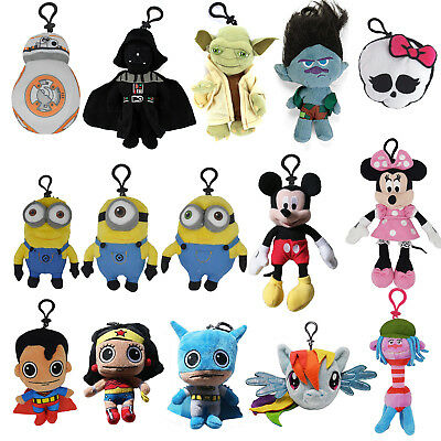 Cartoon Plush Coin Clip Toy Bag with Zipper for Backpacks - Multiple Styles