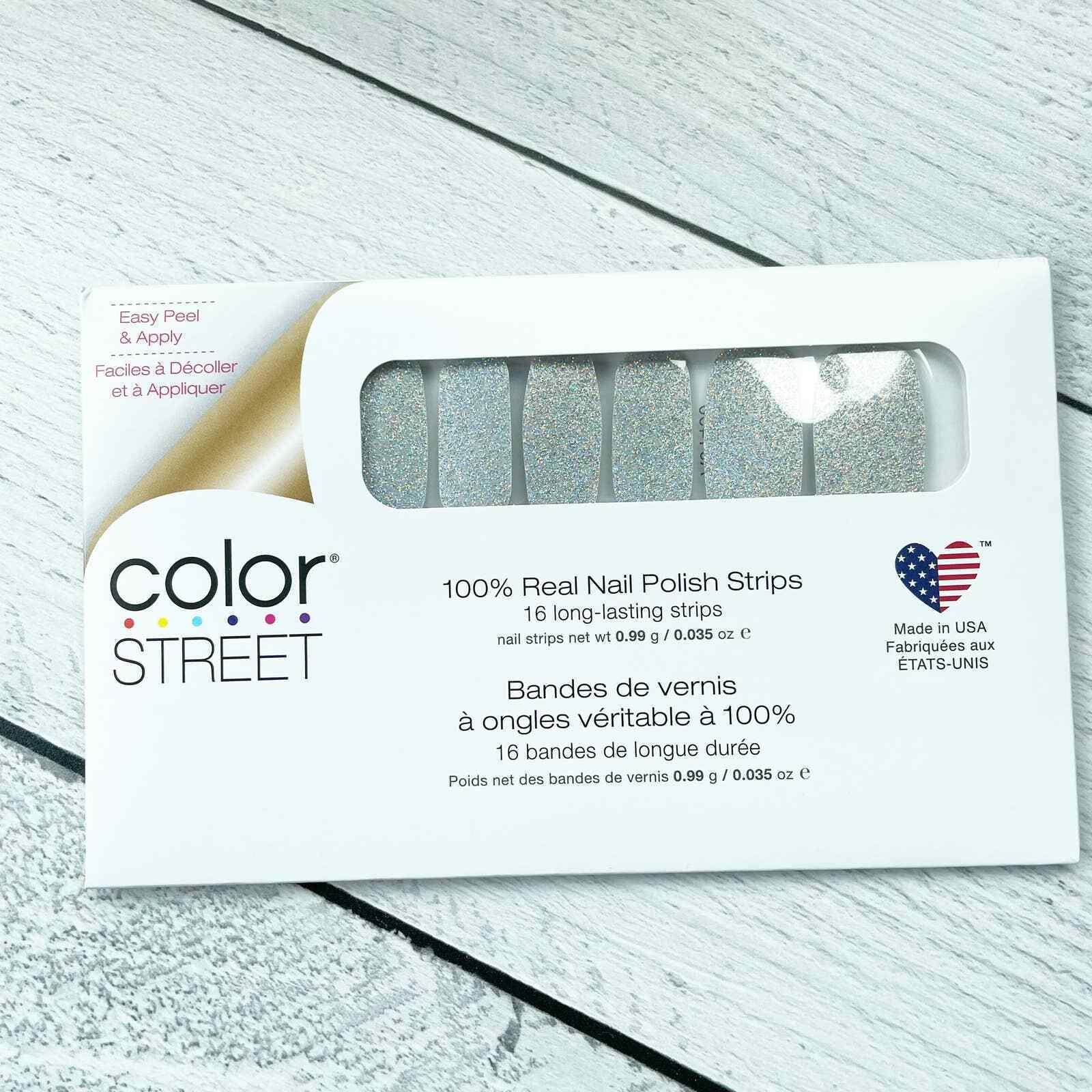 Color Street Real Nail Polish Strips Easy To Apply Silver Glitter Fort Worth It
