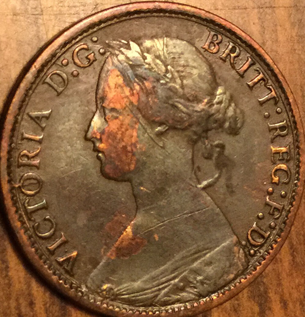 1867 Uk Gb Great Britain Farthing Coin