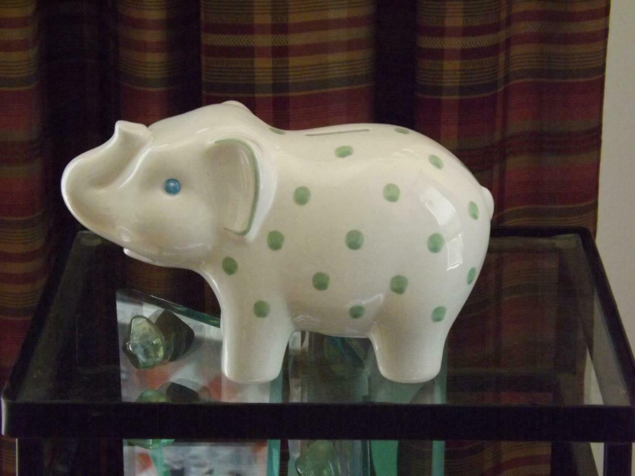 Tiffany & Co. Elephant Piggy Bank Green Dots From Italy Mint Condition