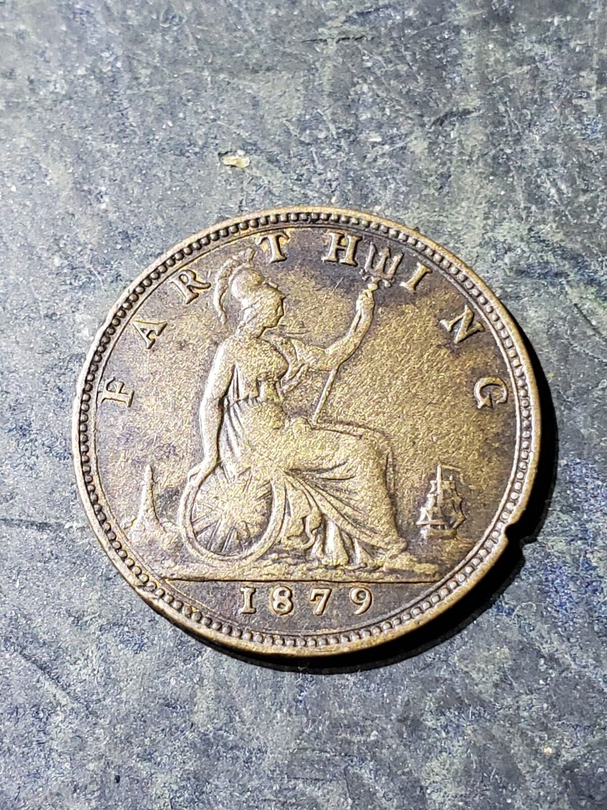 1879 Great Britain Queen Victoria - Bronze Farthing Coin #jun25