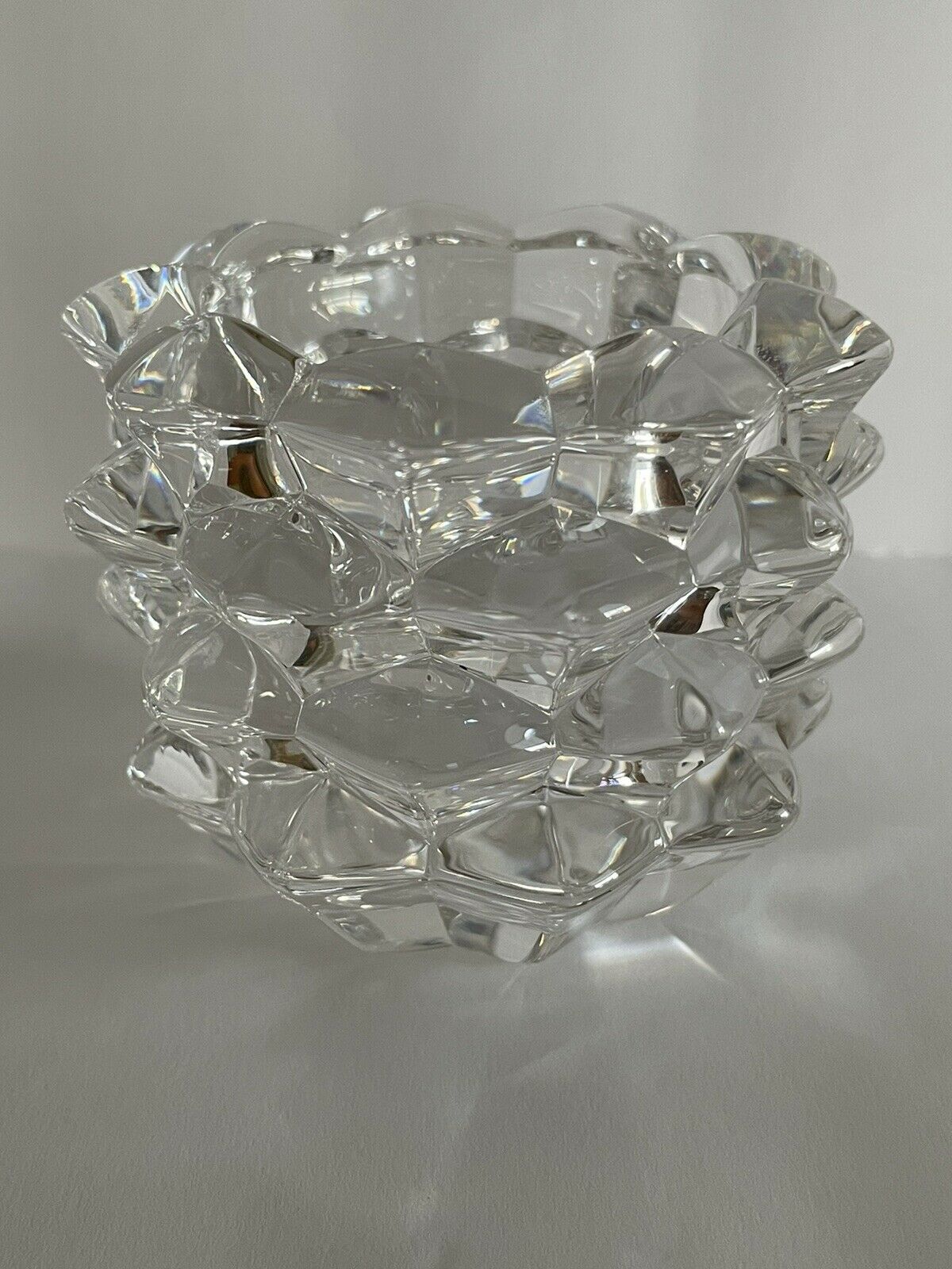 Tiffany & Co. Crystal Votive Candle Holder Pinecone Pattern