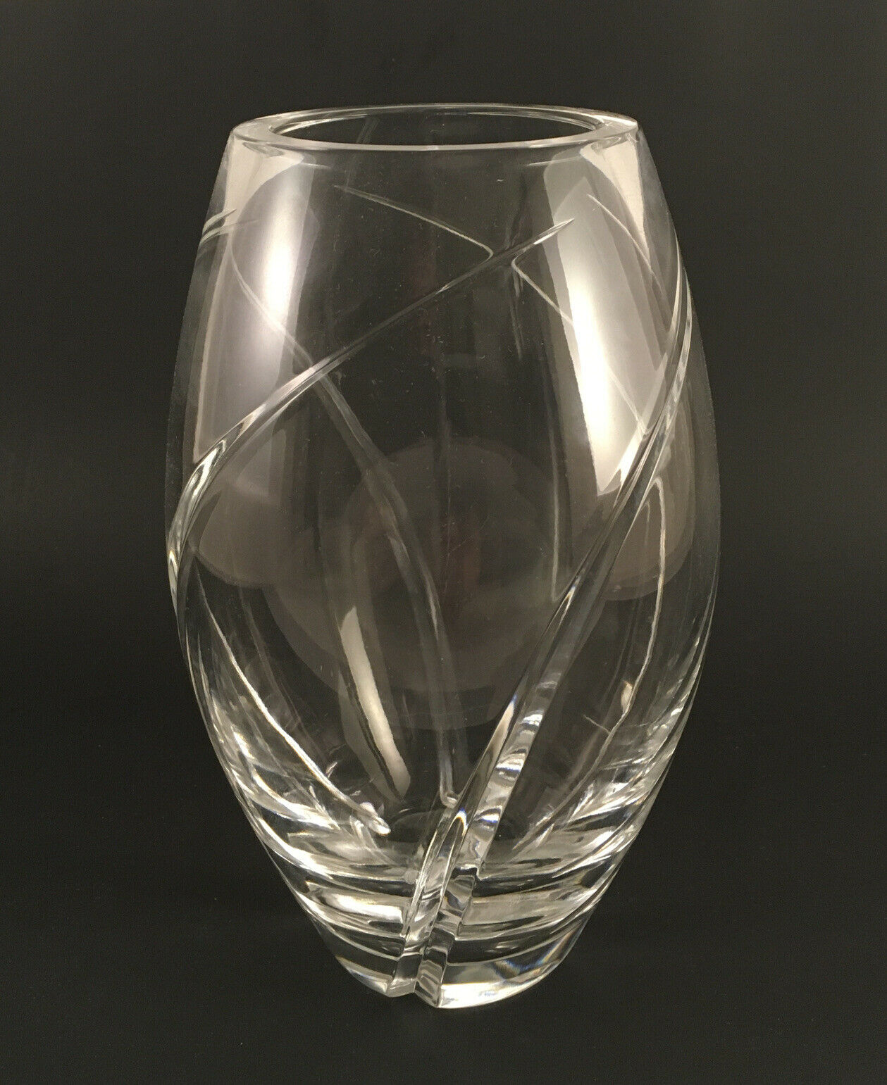 Tiffany & Co. Crystal Vase Swirl Pattern 8" With Chip