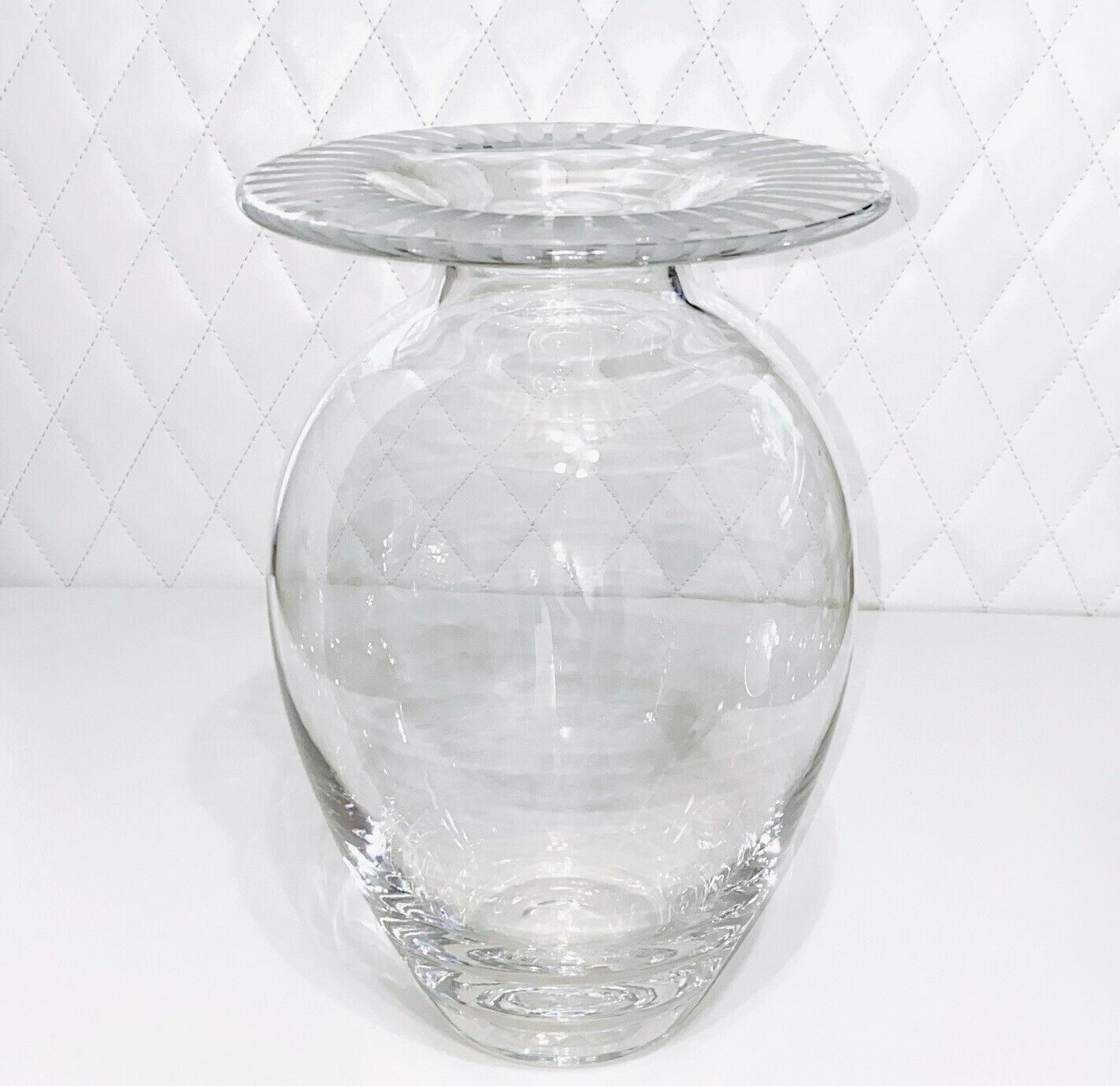 Tiffany & Co. Crystal Bouquet Vase Rare Vintage Ribbed Etched