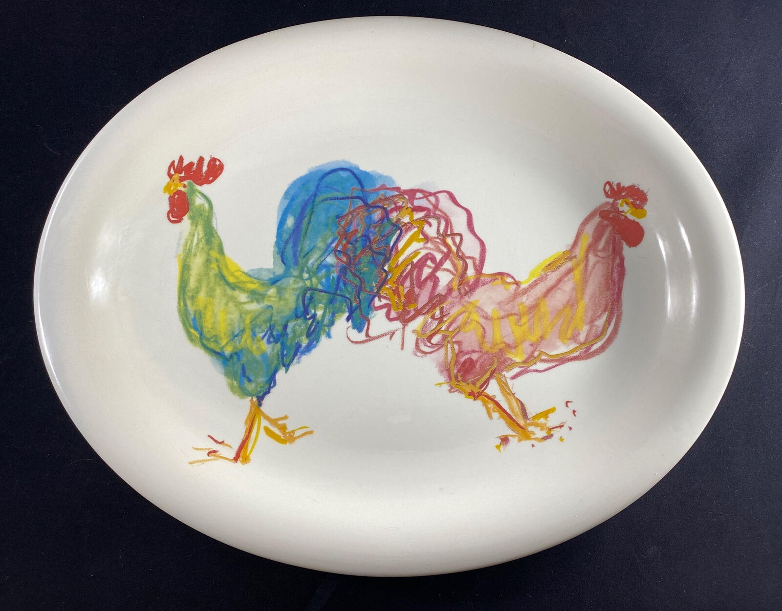 Tiffany & Co Roosters 14" Serving Platter Plate England 1998 Exclusive