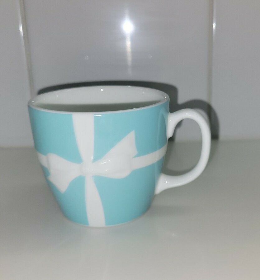 $109 Tiffany & Co Blue Ribbon Porcelain Coffee Mug Cup - MINT!