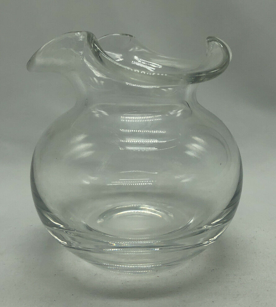 Tiffany & Co Crystal Glass Ruffled Posy Bowl Or Vase 3.75"