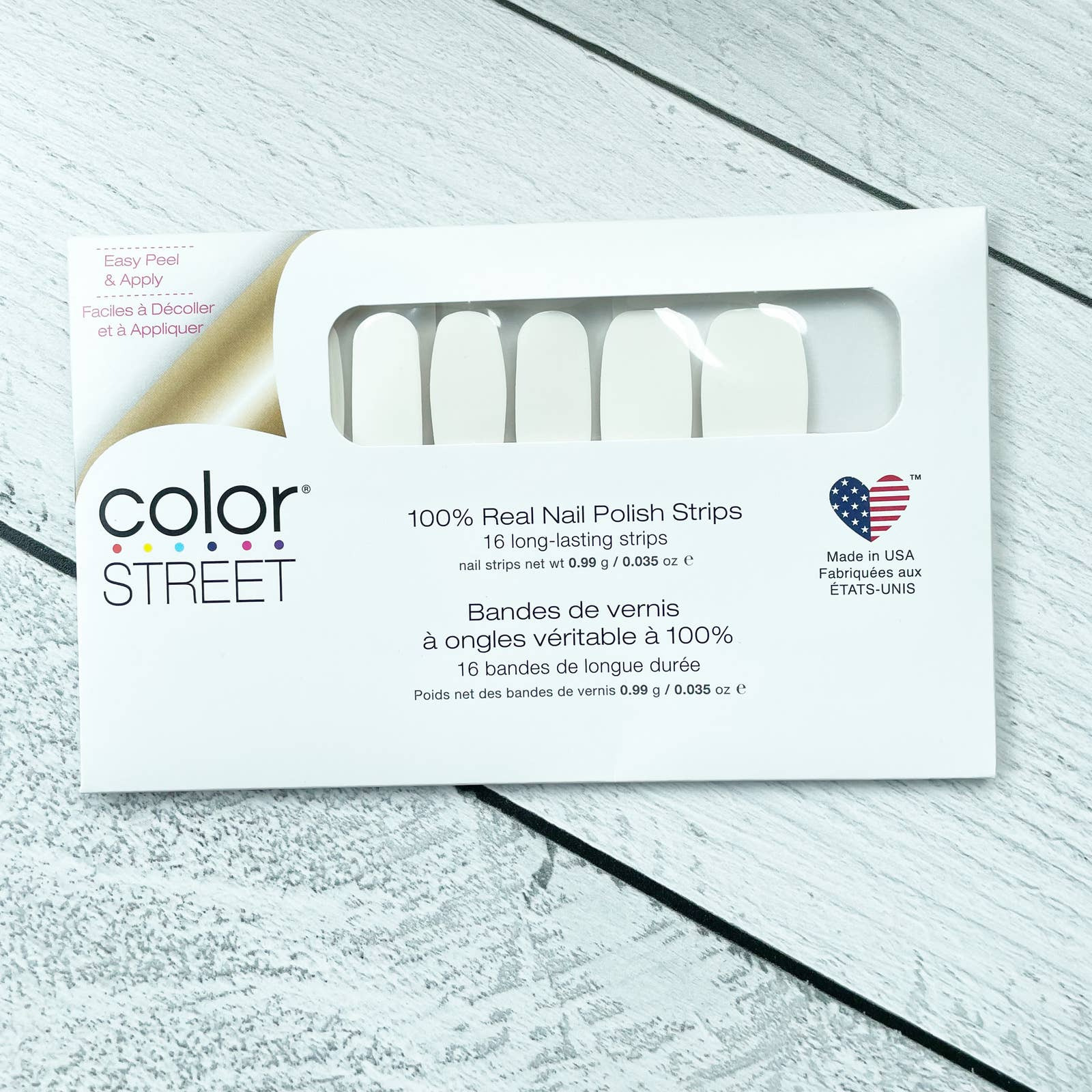Color Street Real Nail Polish Strips Easy Peel & Apply Creme White Swiss & Tell